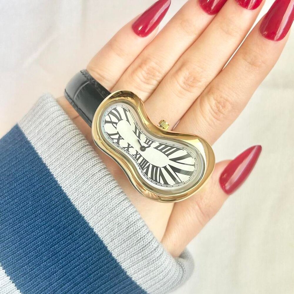 Melting Clock Vintage Inspired Luxury Gold Tone Watch